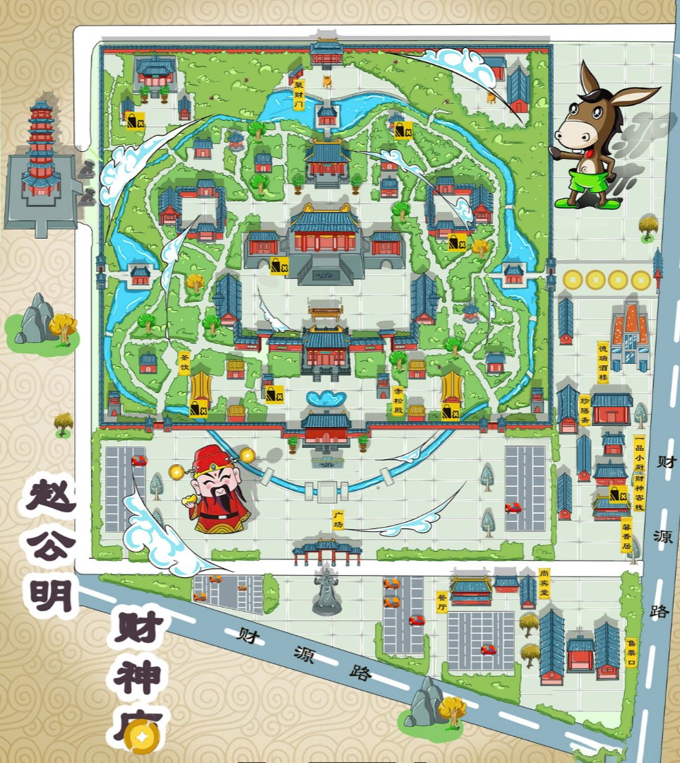 盐田寺庙类手绘地图